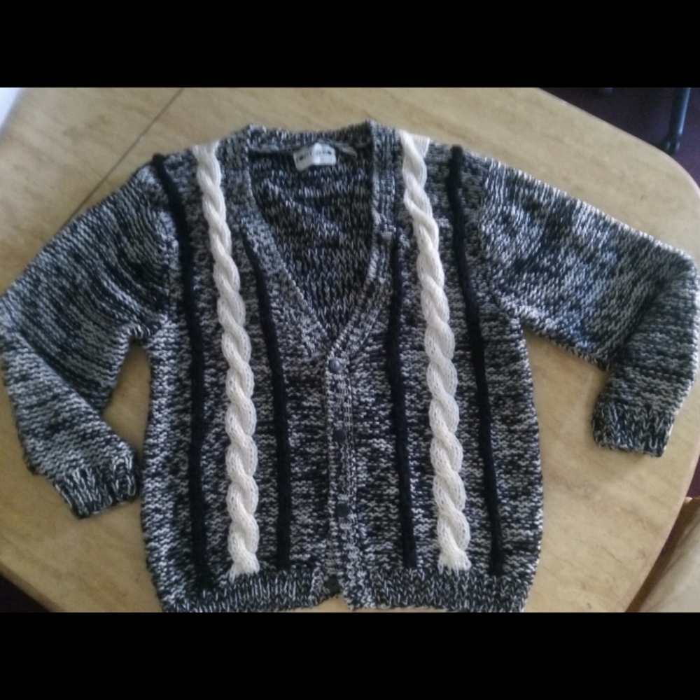 Black and White Knit Cardigan